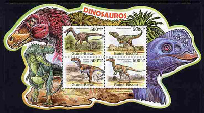 Guinea - Bissau 2011 Dinosaurs special shaped perf sheetlet containing 4 values unmounted mint