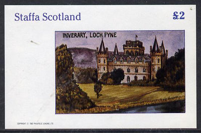 Staffa 1982 Castles #1 (Inverary Castle) imperf deluxe sheet (£2 value) unmounted mint