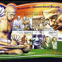 Guinea - Bissau 2011 Mahatma Gandhi special shaped perf sheetlet containing 4 values unmounted mint