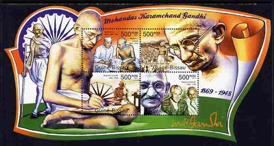 Guinea - Bissau 2011 Mahatma Gandhi special shaped perf sheetlet containing 4 values unmounted mint