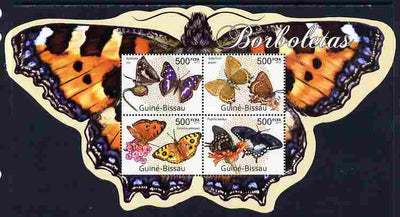 Guinea - Bissau 2011 Butterflies special shaped perf sheetlet containing 4 values unmounted mint