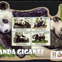 Guinea - Bissau 2011 Giant Pandas special shaped perf sheetlet containing 4 values unmounted mint
