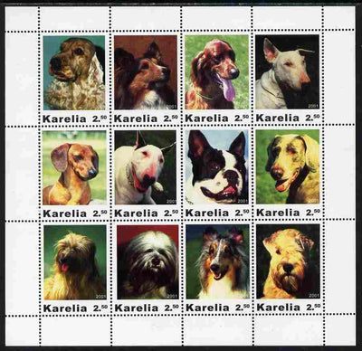 Karelia Republic 2001 Dogs #2 perf sheetlet containing complete set of 12 values unmounted mint
