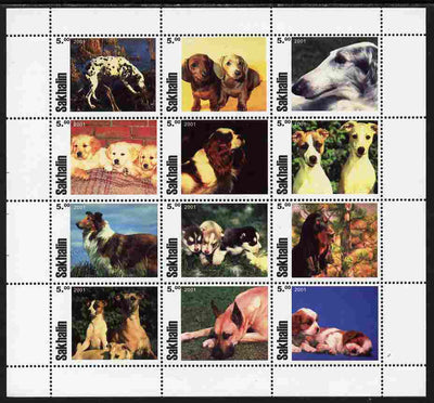 Sakhalin Isle 2001 Dogs perf sheetlet containing complete set of 12 values unmounted mint