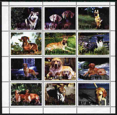 Karakalpakia Republic 2001 Dogs perf sheetlet containing complete set of 12 values unmounted mint