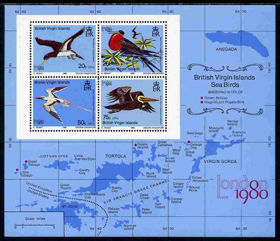 British Virgin Islands 1980 London 1980 Stamp Exhibition (Birds) m/sheet unmounted mint, SG MS443