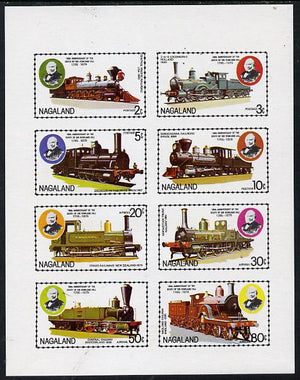 Nagaland 1979 Rowland Hill (Locomotives) imperf,set of 8 values (2c to 80c) unmounted mint