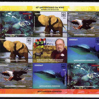 Mozambique 2006 WWF 45th Anniversary perf sheetlet containing 8 values (2 sets of 4) plus label unmounted mint