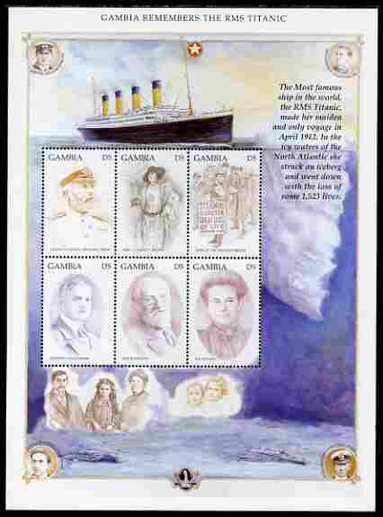 Gambia 1998 RMS Titanic Commemoration perf sheetlet containing set of 6 values unmounted mint SG 2921-26