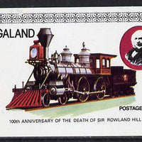 Nagaland 1979 Rowland Hill (Chicago Rock Island & Pacific Loco) imperf souvenir sheet (2ch value) unmounted mint