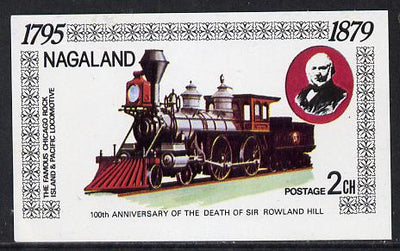 Nagaland 1979 Rowland Hill (Chicago Rock Island & Pacific Loco) imperf souvenir sheet (2ch value) unmounted mint