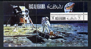 Ras Al Khaima 1969 Apollo 11 perf m/sheet 10r value showing working on the Moon unmounted mint