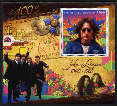 Gabon 2010-12 Greatest Personalities in World History - John Lennon large perf s/sheet unmounted mint