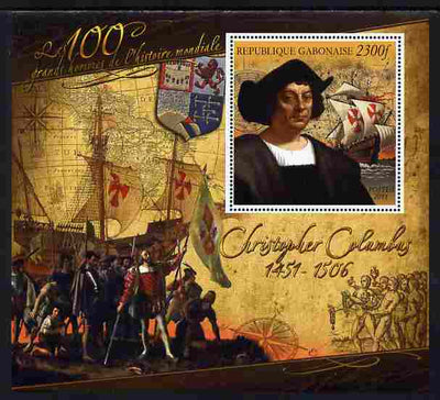 Gabon 2010-12 Greatest Personalities in World History - Christopher Columbus large perf s/sheet unmounted mint
