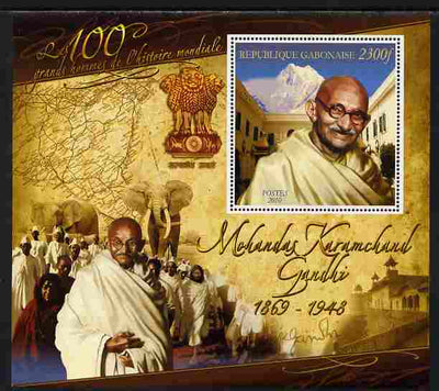 Gabon 2010-12 Greatest Personalities in World History - Mahatma Gandhi large perf s/sheet unmounted mint