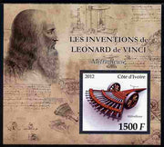 Ivory Coast 2012 Inventions of Leonardo da Vinci #3 Machine Gun large perf s/sheet unmounted mint