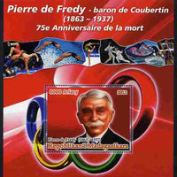 Madagascar 2012 75th Death Anniversary of Pierre de Coubertin large perf s/sheet unmounted mint