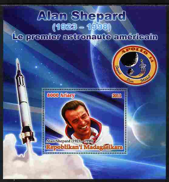 Madagascar 2012 50th Anniversary of First American in Space (Alan Shepard) large perf s/sheet unmounted mint