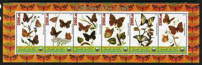 Maakhir State of Somalia 2011 Butterflies of the World #1 perf sheetlet containing 6 values unmounted mint. Note this item is privately produced and is offered purely on its thematic appeal