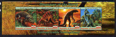 Somaliland 2011 Dinosaurs perf sheetlet containing 4 values unmounted mint. Note this item is privately produced and is offered purely on its thematic appeal