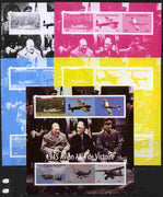Central African Republic 2012 Allied Aircraft of WW2 sheetlet containing 6 values - the set of 5 imperf progressive proofs comprising the 4 individual colours plus all 4-colour composite, unmounted mint