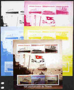 Central African Republic 2012 The Titanic - 100th Anniversary sheetlet containing 6 values - the set of 5 imperf progressive proofs comprising the 4 individual colours plus all 4-colour composite, unmounted mint