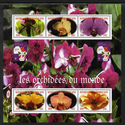 Central African Republic 2012 Orchids of the World perf sheetlet containing 6 values unmounted mint. Note this item is privately produced and is offered purely on its thematic appeal