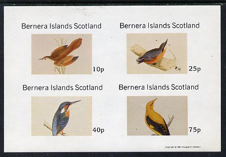 Bernera 1981 Birds #07 (Kingfisher, Nuthatch, etc) imperf,set of 4 values (10p to 75p) unmounted mint