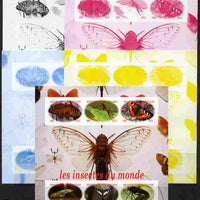 Central African Republic 2012 Insects of the World sheetlet containing 6 values - the set of 5 imperf progressive proofs comprising the 4 individual colours plus all 4-colour composite, unmounted mint