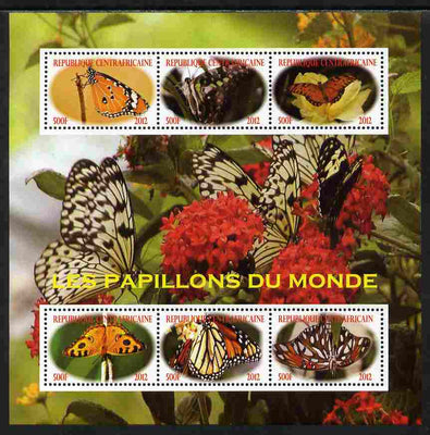 Central African Republic 2012 Butterflies of the World perf sheetlet containing 6 values unmounted mint. Note this item is privately produced and is offered purely on its thematic appeal