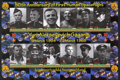Somaliland 2011 50th Anniversary of First Human Space Flight - Yuri Gagarin perf sheetlet containing 12 values unmounted mint