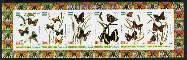 Puntland State of Somalia 2011 Butterflies of the World #2 imperf sheetlet containing 6 values unmounted mint
