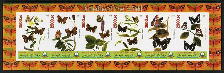 Puntland State of Somalia 2011 Butterflies of the World #3 imperf sheetlet containing 6 values unmounted mint