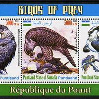 Puntland State of Somalia 2011 Birds of Prey perf sheetlet containing 3 values unmounted mint