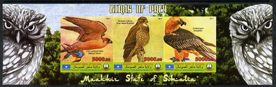 Maakhir State of Somalia 2011 Birds of Prey #1 imperf sheetlet containing 3 values unmounted mint