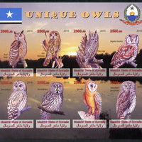 Maakhir State of Somalia 2010 Unique Owls imperf sheetlet containing 8 values unmounted mint