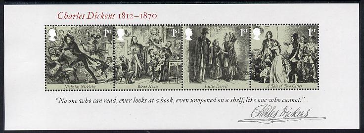 Great Britain 2012 Charles Dickens perf m/sheet containing 4 values unmounted mint
