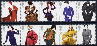 Great Britain 2012 Great British Fashion perf set of 10 (2 se-tenant strips of 5) unmounted mint