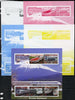 Central African Republic 2012 Japanese Trains sheetlet containing 6 values - the set of 5 imperf progressive proofs comprising the 4 individual colours plus all 4-colour composite, unmounted mint