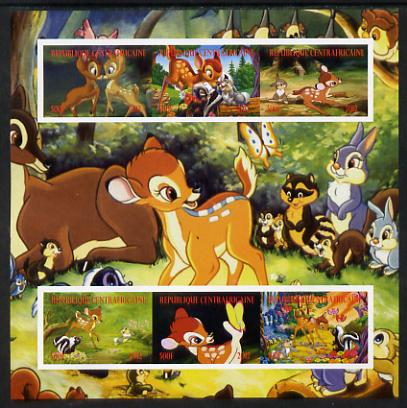 Central African Republic 2012 Bambi & Butterflies imperf sheetlet containing 6 values unmounted mint. Note this item is privately produced and is offered purely on its thematic appeal, it has no postal validity