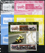 Central African Republic 2012 Motorbikes sheetlet containing 6 values - the set of 5 imperf progressive proofs comprising the 4 individual colours plus all 4-colour composite, unmounted mint