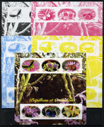 Chad 2012 Orchids & Butterflies sheetlet containing 6 values - the set of 5 imperf progressive proofs comprising the 4 individual colours plus all 4-colour composite, unmounted mint.