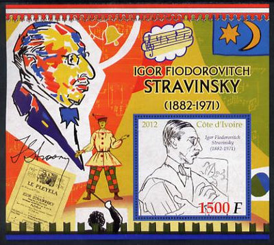 Ivory Coast 2012 Igor Stravinsky large perf s/sheet unmounted mint