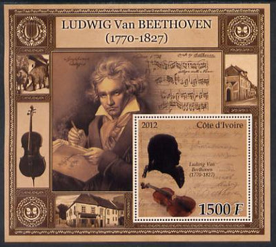Ivory Coast 2012 Ludwig Van Beethoven large imperf s/sheet unmounted mint