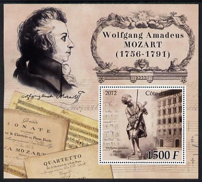 Ivory Coast 2012 Wolfgang Amadeus Mozart large perf s/sheet unmounted mint