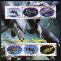Central African Republic 2012 Turtles & Dolphins perf sheetlet containing 6 values unmounted mint. Note this item is privately produced and is offered purely on its thematic appeal