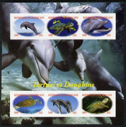 Central African Republic 2012 Turtles & Dolphins imperf sheetlet containing 6 values unmounted mint. Note this item is privately produced and is offered purely on its thematic appeal, it has no postal validity