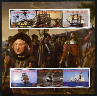 Central African Republic 2012 Christopher Columbus perf sheetlet containing 6 values unmounted mint. Note this item is privately produced and is offered purely on its thematic appeal