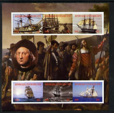 Central African Republic 2012 Christopher Columbus imperf sheetlet containing 6 values unmounted mint. Note this item is privately produced and is offered purely on its thematic appeal, it has no postal validity