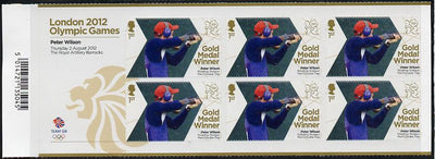 Great Britain 2012 London Olympic Games Team Great Britain Gold Medal Winner #04 - Peter Wilson (Shotgun) self adhesive sheetlet containing 6 x first class values unmounted mint
